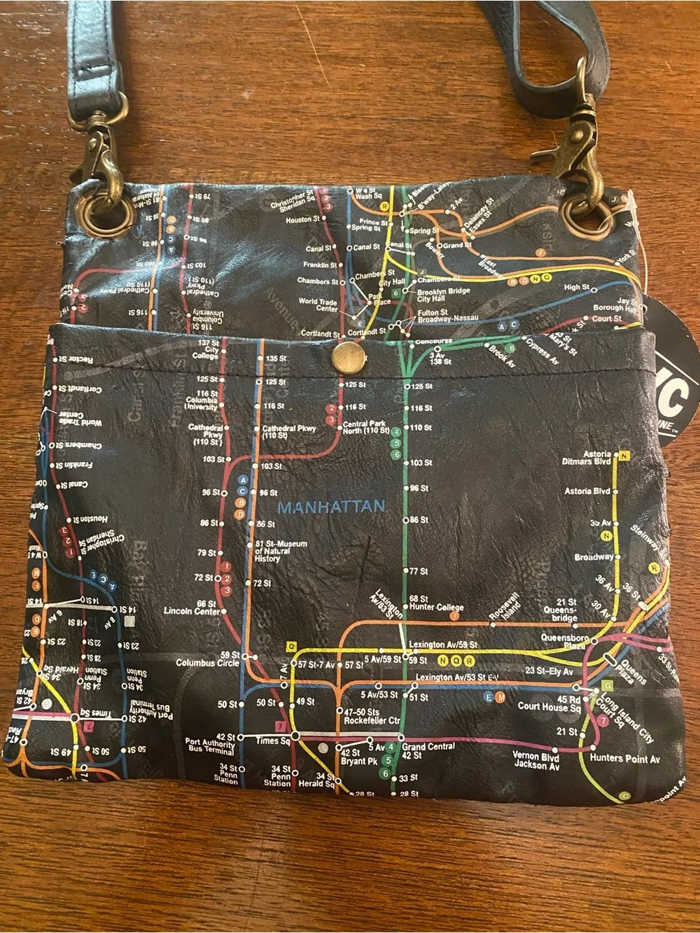 New York City NYC Subway Line Manhattan Map Crossbody shoulder women Black Bag